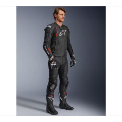Alpinestars Dusk Airflow Korumalı Deri Motosiklet Montu Siyah / Kırmızı - 4