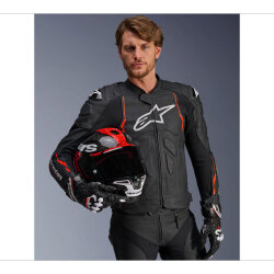 Alpinestars Dusk Airflow Korumalı Deri Motosiklet Montu Siyah / Kırmızı - 7
