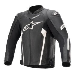 Alpinestars Faster V2 Deri Korumalı Motosiklet Montu Siyah / Beyaz - Alpinestars