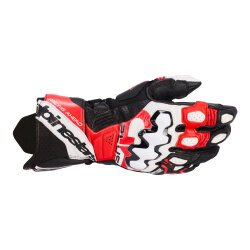 Alpinestars GP PLUS R V3 Korumalı Deri Motosiklet Eldiveni Siyah / Kırmızı / Beyaz - Alpinestars