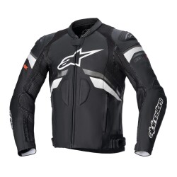 GARAJJ Alpinestars GP Plus R V3 Rideknit Deri Korumalı Motosiklet Montu Siyah / Beyaz 