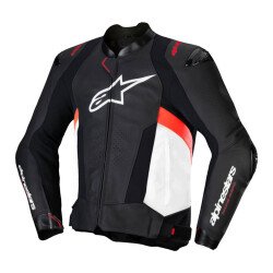 Alpinestars Missile V3 Deri Korumalı Motosiklet Montu Siyah / Beyaz / Kırmızı - 1