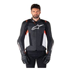 Alpinestars Missile V3 Deri Korumalı Motosiklet Montu Siyah / Beyaz / Kırmızı - 5
