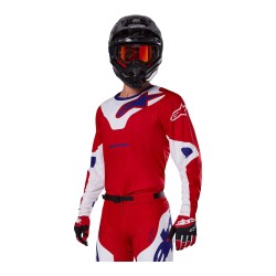 Alpinestars Racer Veil Kros Motosiklet Jerseyi Kırmızı / Beyaz / Mavi - 3