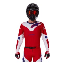 Alpinestars Racer Veil Kros Motosiklet Jerseyi Kırmızı / Beyaz / Mavi - 5