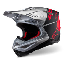 Alpinestars Supertech M10 Flood Off-Road Kaskı Gri / Kırmızı / Siyah 