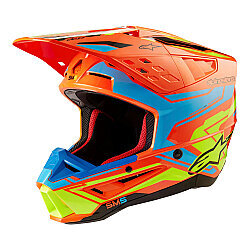 Alpinestars SM5 Action 2 Off-Road Kaskı Kırmızı / Mavi / Sarı - Alpinestars