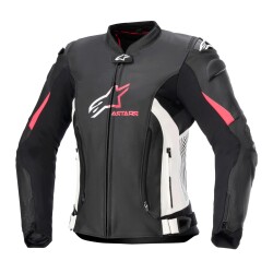 Alpinestars Stella GP Plus V4 Deri Korumalı Kadın Motosiklent Montu Siyah / Beyaz / Pembe - 1