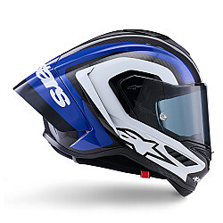 Alpinestars Supertech R10 Carbon Arius Spor Motosiklet Kaskı Siyah / Beyaz / Mavi - 3