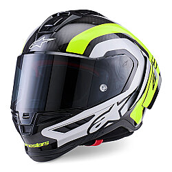 Alpinestars Supertech R10 Carbon Arius Spor Motosiklet Kaskı Siyah / Beyaz / Sarı 