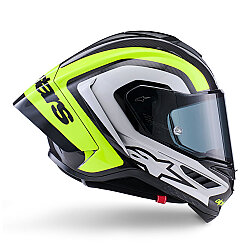 Alpinestars Supertech R10 Carbon Arius Spor Motosiklet Kaskı Siyah / Beyaz / Sarı - 5