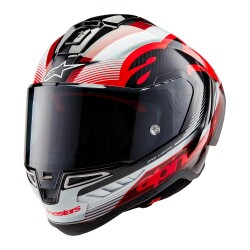 Alpinestars Supertech R10 Carbon Team Spor Motosiklet Kaskı Siyah / Kırmızı / Beyaz 