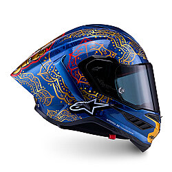 Alpinestars Supertech R10 Limited Edition Martinator Thai Carbon Spor Motosiklet Kaskı Mavi / Siyah / Kırmızı - 5