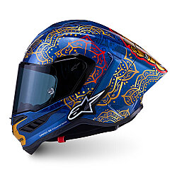 Alpinestars Supertech R10 Limited Edition Martinator Thai Carbon Spor Motosiklet Kaskı Mavi / Siyah / Kırmızı - 3