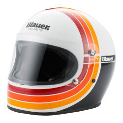 Blauer 80'S 06 Kapalı Retro Motosiklet Kaskı Beyaz / Siyah - Blauer HT