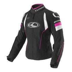 Clover Airblade-5 Korumalı Kadın Motosiklet Montu Siyah / Beyaz / Fuşya - Clover