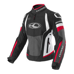 Clover Airblade-5 Korumalı Kadın Motosiklet Montu Siyah / Beyaz / Kırmızı 