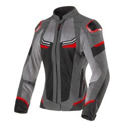 Clover Airjet-6 Korumalı Yazlık Kadın Motosiklet Montu Koyu GRİ / Siyah / Kırmızı - Clover