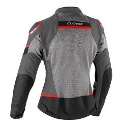Clover Airjet-6 Korumalı Yazlık Kadın Motosiklet Montu Koyu GRİ / Siyah / Kırmızı - Clover (1)