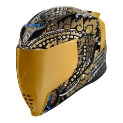 GARAJJ Icon Airflite Day Tripper Kapalı Motosiklet Kaskı Siyah / Mavi / Altın - ICON