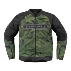 Icon Overlord 3 Mesh Camo Korumalı Motosiklet Montu Siyah / Yeşil 