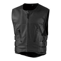 GARAJJ Icon Regulator D30 Stripped Korumalı Deri Motosiklet Yeleği Siyah - ICON