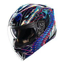 Icon Treshold Lazer Cobra Çene Açılır Motosiklet Kaskı Siyah / Mavi - ICON