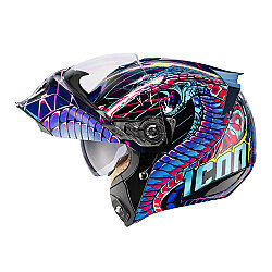 Icon Treshold Lazer Cobra Çene Açılır Motosiklet Kaskı Siyah / Mavi - 3