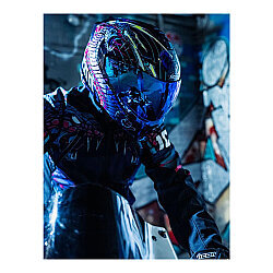 Icon Treshold Lazer Cobra Çene Açılır Motosiklet Kaskı Siyah / Mavi - 4