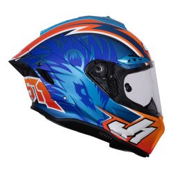 Just1 J-GPR Melandri Replica Kapalı Motosiklet Kaskı Mavi/Oranj - 4