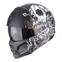 Scorpion EXO COMBAT 2 Genesis Modüler Motosiklet Kaskı Mat Siyah / Beyaz / Altın - Scorpion