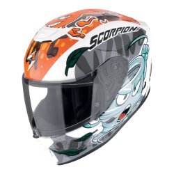 Scorpion EXO-JNR Air THE4ELEMENTS Kapalı Çocuk Motosiklet Kaskı Beyaz / Mavi / Turuncu - Scorpion