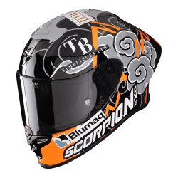 Scorpion EXO R1 Evo FIM Onaylı Racing Spor Motosiklet Kaskı Siyah / Gri / Oranj 