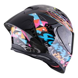 Scorpion EXO R1 Evo II Air Savage Spor Motosiklet Kaskı Siyah / Mavi / Pembe - 3