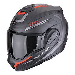 Scorpion Exo-Tech Evo Carbon Cosy Çene Açılabilir Motosiklet Kaskı Mat Siyah / Kırmızı 