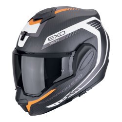 Scorpion Exo-Tech Evo Carbon Cosy Çene Açılabilir Motosiklet Kaskı Mat Siyah / Oranj - Scorpion