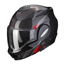 Scorpion Exo-Tech Evo Carbon Top Çene Açılabilir Motosiklet Kaskı Siyah / Kırmızı 