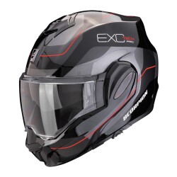 Scorpion Exo-Tech Evo Pro Commuta Çene Açılabilir Motosiklet Kaskı Siyah / Gümüş / Kırmızı 