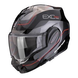 GARAJJ Scorpion Exo-Tech Evo Pro Commuta Çene Açılabilir Motosiklet Kaskı Siyah / Gümüş / Kırmızı 